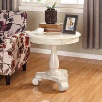Mesa lateral redonda Roundhill Rene de madeira 66 cm branco antigo