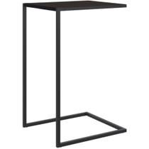 Mesa Lateral Retangular Artesano 35 cm (largura) em MDP Estrutura Preta Metálica em Aço Preto Fosco