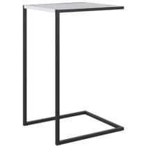 Mesa Lateral Retangular Artesano 64 cm (altura) em MDP Branco Estrutura Metálica em Aço Preta