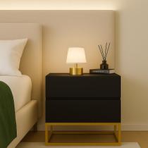 Mesa Lateral Retangular Eros 45cm Com Base De Ferro Dourado