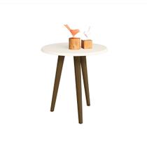 Mesa Lateral Retrô Com Tampo MDF Brilhante Off White Bechara Mesa Lateral Retrô Com Tampo MDF Brilhante Off White Bechara