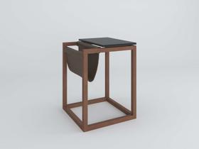 Mesa Lateral Supreme Com Revisteiro Preto Amêndoa Tebarrot