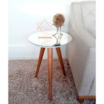 Mesa Lateral Tampo Espelhado 60x40cm Pés Palito Marrom Mesa Lateral Tampo Espelhado 60x40cm Pés Palito Marrom