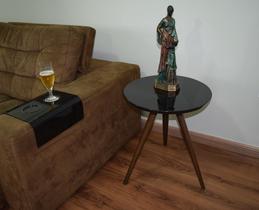 Mesa Lateral Tampo Laqueado Para Sala Tampo 50 cm Tripé Pés Palito