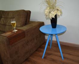 Mesa Lateral Tampo Laqueado Para Sala Tampo 50 cm Tripé Pés Palito