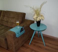 Mesa Lateral Tampo Laqueado Para Sala Tampo 50 cm Tripé Pés Palito