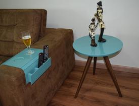 Mesa Lateral Tampo Laqueado Para Sala Tampo 50 cm Tripé Pés Palito