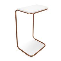 Mesa Lateral Tampo Multiuso P/ Sofá Base Bronze Branco Mesa Lateral Tampo Multiuso P/ Sofá Base Bronze Branco