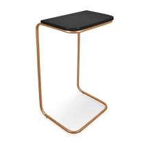 Mesa Lateral Tampo Multiuso Para Sofá Base Dourado - D'rossi Cor Preto