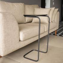 Mesa Lateral Tampo Preto Multiuso para Sofá Base Preto J01 - D'Rossi