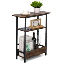 Mesa lateral Tedheve de 3 camadas com prateleira de armazenamento e porta-revistas Mesa lateral Tedheve de 3 camadas com prateleira de armazenamento e porta-revistas