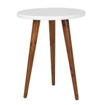 Mesa Lateral Theo Redonda 48cm x 65cm - Nozes e Branco