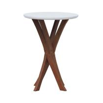 Mesa Lateral Tiê Tampo Redondo ø42 Amêndoa-branco