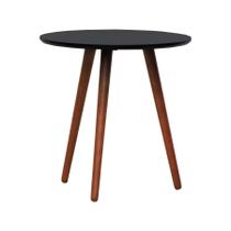 Mesa Lateral Tripé Tampo MDF e Pés Madeira Eucalipto Maciço - Amêndoa