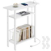 Mesa lateral Vagusicc Narrow com estação de carregamento 25,2" branca Mesa lateral Vagusicc Narrow com estação de carregamento 25,2" branca