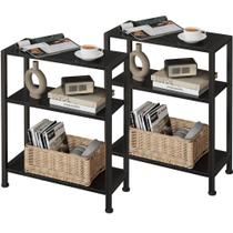 Mesa lateral Vantimo, conjunto de 2 camadas para espaços pequenos, preta Mesa lateral Vantimo, conjunto de 2 camadas para espaços pequenos, preta