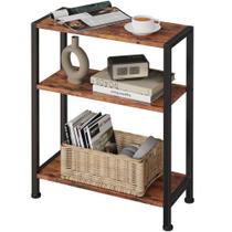 Mesa lateral Vantimo de 3 camadas para espaços pequenos, marrom rústico