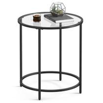 Mesa lateral VASAGLE de vidro redondo com estrutura de metal preta Mesa lateral VASAGLE de vidro redondo com estrutura de metal preta
