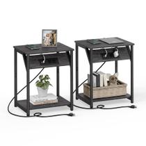 Mesa lateral VASAGLE Mesa final com estação de carregamento, conjunto de 2