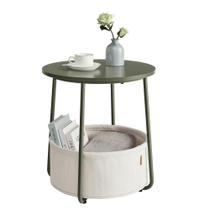 Mesa lateral VASAGLE pequena redonda com cesto de tecido verde Mesa lateral VASAGLE pequena redonda com cesto de tecido verde