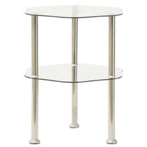 Mesa lateral vidaXL de vidro temperado transparente de 2 camadas 38x38x50cm Mesa lateral vidaXL de vidro temperado transparente de 2 camadas 38x38x50cm