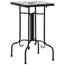 Mesa lateral vidaXL em mosaico cerâmico preto e branco ao ar livre