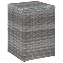 Mesa lateral vidaXL Grey Poly Rattan com estrutura metálica com tampo de vidro Mesa lateral vidaXL Grey Poly Rattan com estrutura metálica com tampo de vidro
