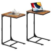 Mesa lateral WLIVE, conjunto de 2 em forma de C para sala de estar, quarto