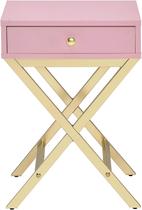 Mesa lateral Yardlio Coleen Pink Gold com gaveta
