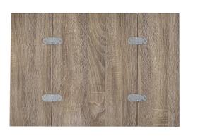 Mesa lateral Yardlio com tampo de carvalho envelhecido, base cromada, dobrável