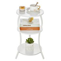 Mesa lateral YEAKOO Vintage, cintura fina de 3 camadas com armazenamento branco Mesa lateral YEAKOO Vintage, cintura fina de 3 camadas com armazenamento branco