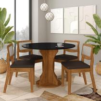 Mesa Linares Com 4 Cadeiras Sextavada Freijó/preto/material sintético Marrom - Ma
