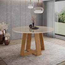 Mesa Lins para 6 Lugares Tampo de 140cm Redonda com Vidro