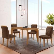 Mesa Liz 120 Mdf Canto Copo E Com 4 Cadeiras Melissa Veludo Marrom/naturalle Mesa Liz 120 Mdf Canto Copo E Com 4 Cadeiras Melissa Veludo Marrom/naturalle