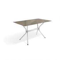 Mesa Loire Cromada Com Tampo De Vidro Bronze 1,40m Mesa Loire Cromada Com Tampo De Vidro Bronze 1,40m