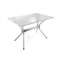 Mesa Loire Kappesberg Cromada com Tampo De Vidro Incolor 120cm Mesa Loire Kappesberg Cromada com Tampo De Vidro Incolor 120cm