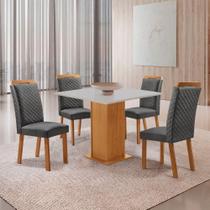 Mesa Loren 4 Lugares MDF com Cadeiras Lorena Linho Grafite 90cm Moderna Mesa Loren 4 Lugares MDF com Cadeiras Lorena Linho Grafite 90cm Moderna