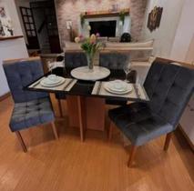 Mesa los angeles cinamomo/grafite 1,20 x 0,80 m + 4 cadeiras sophia madeira maciça grafite