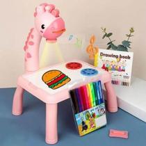 Mesa Lousa Mágica Infantil Mesinha Desenho Com Projetor Brinquedo Educativo Interativo Crianças Modelo Girafa Cor Rosa