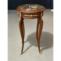 Mesa Luiz XV Redonda de Canto Marmore Bronze Imbuia Formosa