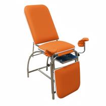 Mesa Maca Exame Ginecológica Clínico GO Gaveta Inox Laranja