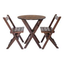 Mesa Madeira 68cm Diametro Dobravel com 2 Cadeiras Bares Imbuia / Liso Mesa Madeira 68cm Diametro Dobravel com 2 Cadeiras Bares Imbuia / Liso