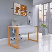 Mesa Madeira M134/60P25TUB 134cm Industrial Branco e Laranja Picasso Cinza