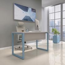 Mesa Madeira M134/60p25tub 134cm Industrial Cinza E Azul