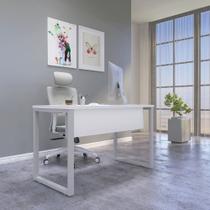 Mesa Madeira M150/60P25TUB 150cm Industrial Branco e Cinza