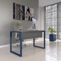 Mesa Madeira M150/60P25TUB 150cm Industrial Grafito e Azul Delrei Cinza
