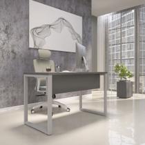 Mesa Madeira M150/60P25TUB 150cm Industrial Grafito e Branco Cinza