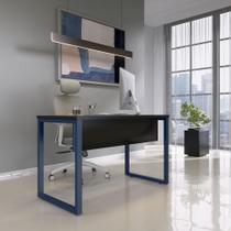 Mesa Madeira M150/60P25TUB 150cm Industrial Preto e Azul Delrei