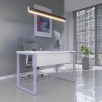 Mesa Madeira M150/70P25TUB 150cm Industrial Branco e Lilas Rosa