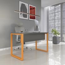 Mesa Madeira M150/70P25TUB 150cm Industrial Grafito e Laranja Picasso Cinza